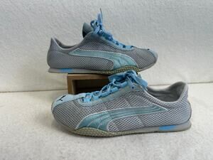 Puma Vintage Y2K Speedcat OG Racing Sneaker Gray Mesh/Blue Satin SZ 7.5